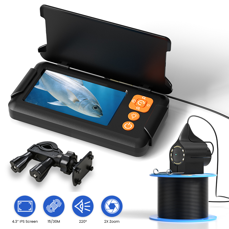 Fish Finder Cable - 釣り用カメラ 4.3インチスクリーン 15M/30Mケーブル 水中冬用魚群探知機 防水仕様 海/川/湖での釣り用