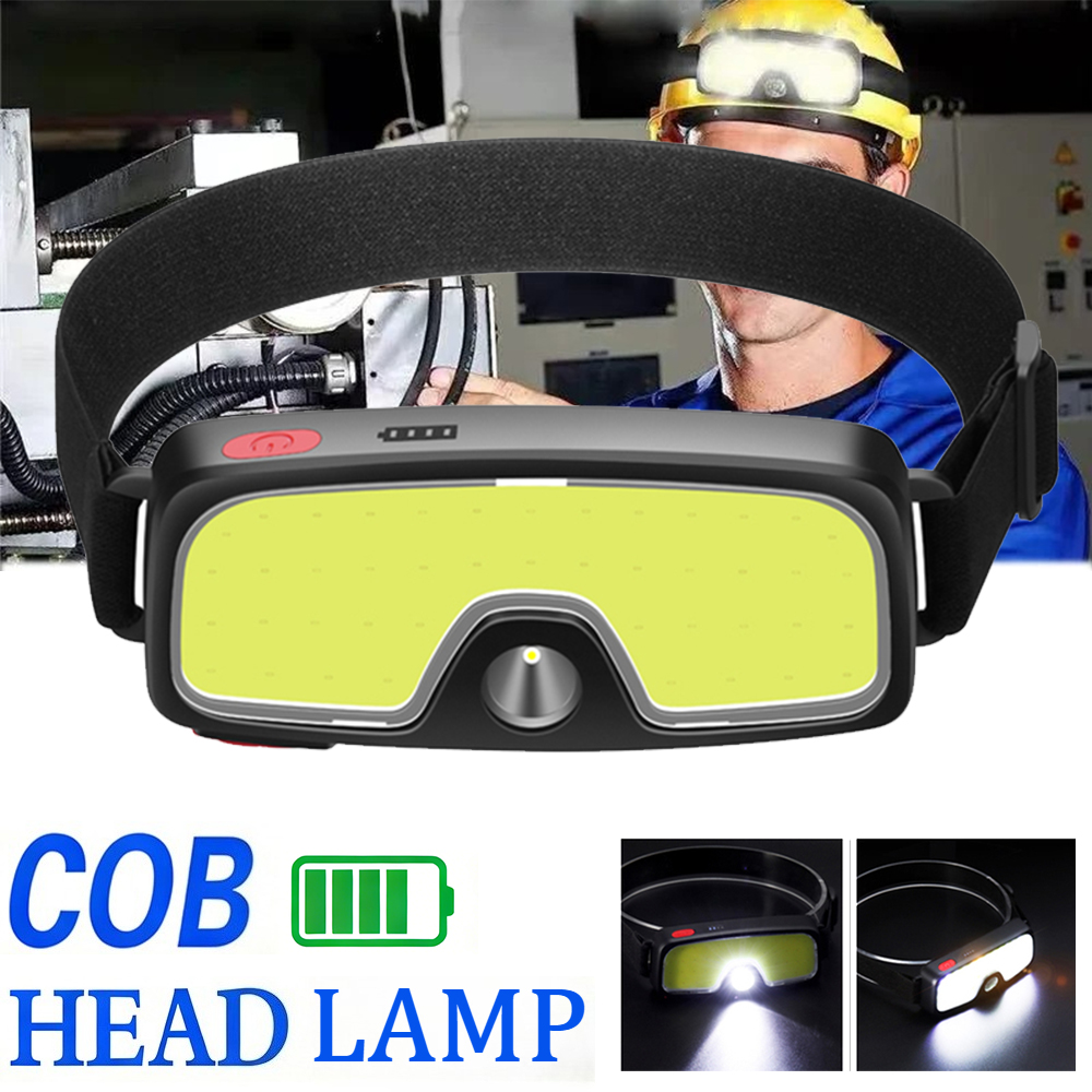 Fish Finder Battery - 強力な COB ヘッドランプ Type-c/USB 充電式ヘッド懐中電灯内蔵バッテリー屋外釣りキャンプランタン防水トーチ