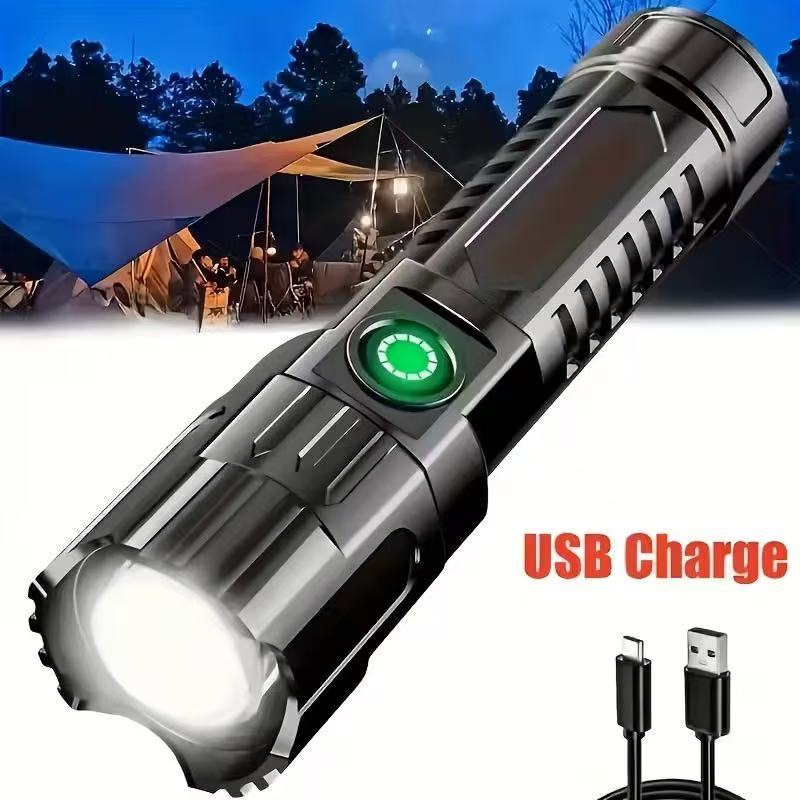 Fish Finder Battery - 新型高出力LED懐中電灯 USB充電式トーチ ズーム機能付きライト 内蔵バッテリー キャンプ ハイキング